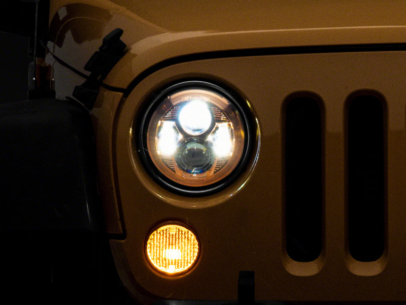 Load image into Gallery viewer, Raxiom 07-18 Jeep Wrangler JK 7-In LED Headlights Orange Housing- Clear Lens
