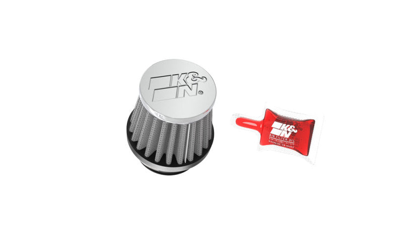 Load image into Gallery viewer, K&amp;N Universal Chrome Filter 1 3/8 inch FLG / 2 1/2 inch Base / 2 inch Top / 2 1/4 inch Height
