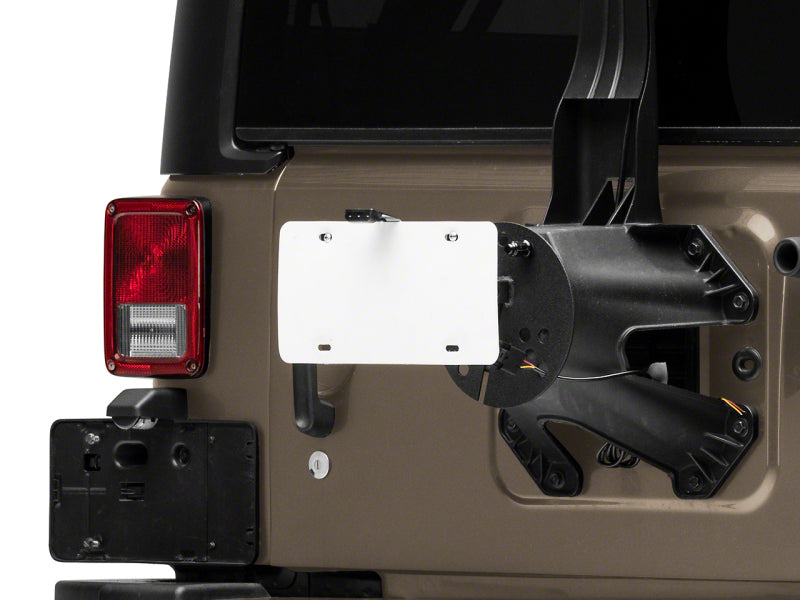 Load image into Gallery viewer, Raxiom 07-18 Jeep Wrangler JK Axial Series License Plate Bracket w/ LED Brake Light
