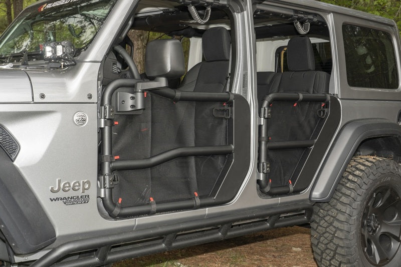Load image into Gallery viewer, Rugged Ridge Fortis Tube Door Covers Rear Pair Black 18-20 Jeep Wrangler JLU
