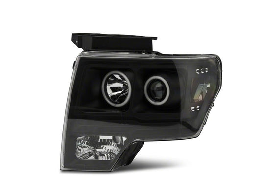 Raxiom 09-14 Ford F-150 Super White LED Halo Projector Headlights- Blk Housing (Clear Lens)