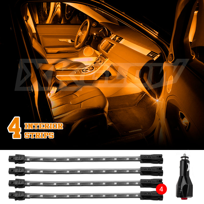 Load image into Gallery viewer, XK Glow Single Color XKGLOW UnderglowLED Accent Light Car/Truck Kit Amber - 4x8In
