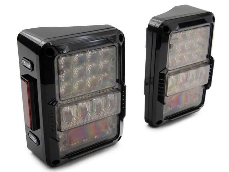 Load image into Gallery viewer, Raxiom 07-18 Jeep Wrangler JK Axial Series Lux LED Tail Lights- Blk Housing (Clear Lens)
