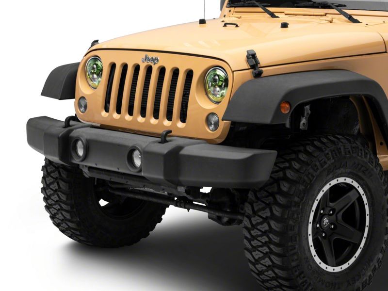 Load image into Gallery viewer, Raxiom 07-18 Jeep Wrangler JK 7-In LED Headlights Green Housing- Clear Lens
