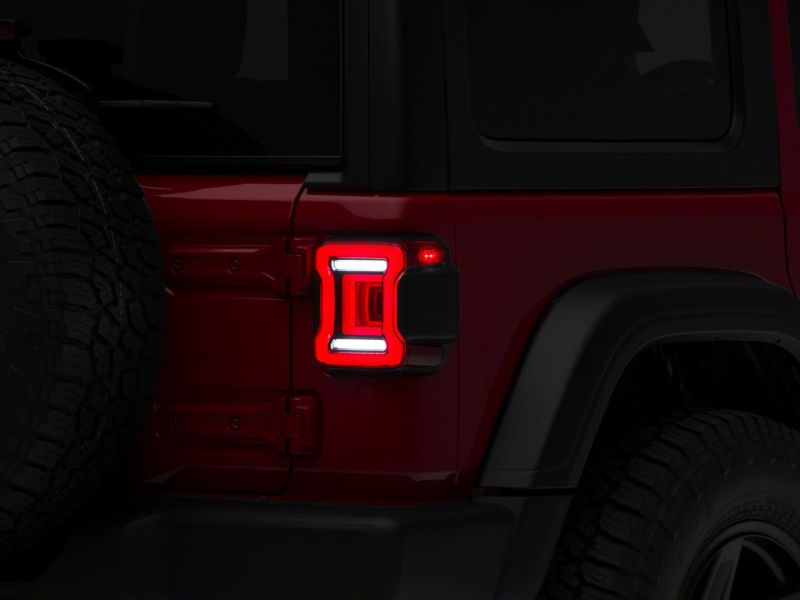 Load image into Gallery viewer, Raxiom 18-23 Jeep Wrangler JL Horizon LED Tail Lights- BlkHousing- Red Lens
