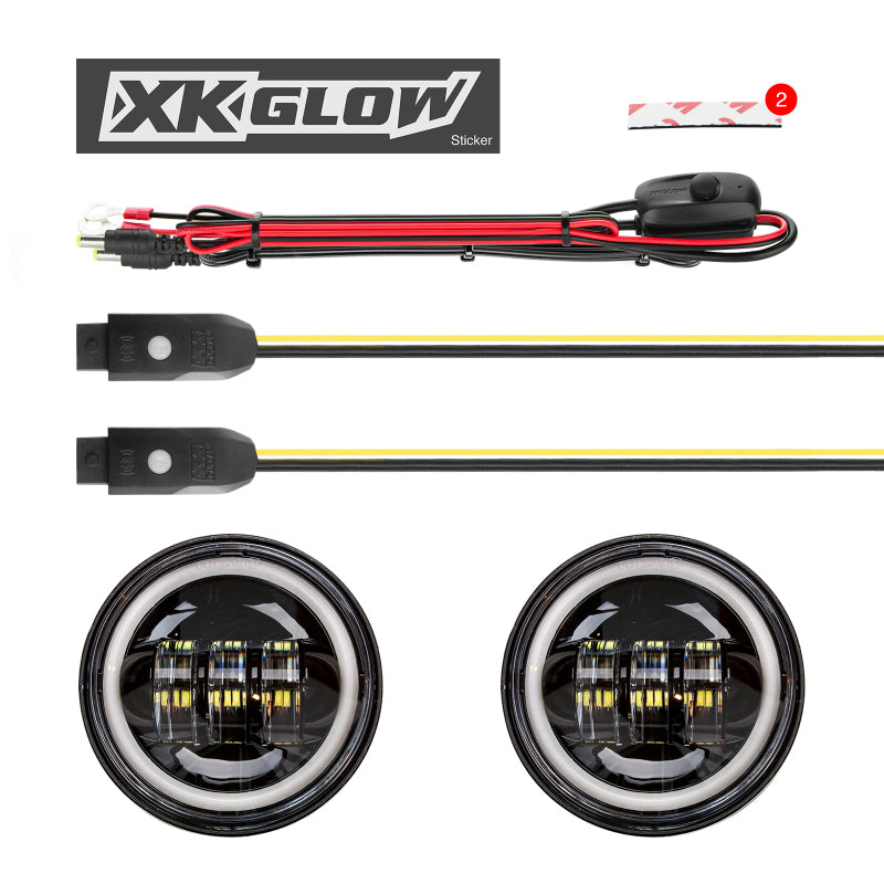 Load image into Gallery viewer, XK Glow 4.5In Chrome RGB LED Harley Running Light XKchrome Bluetooth App Controlled Kit
