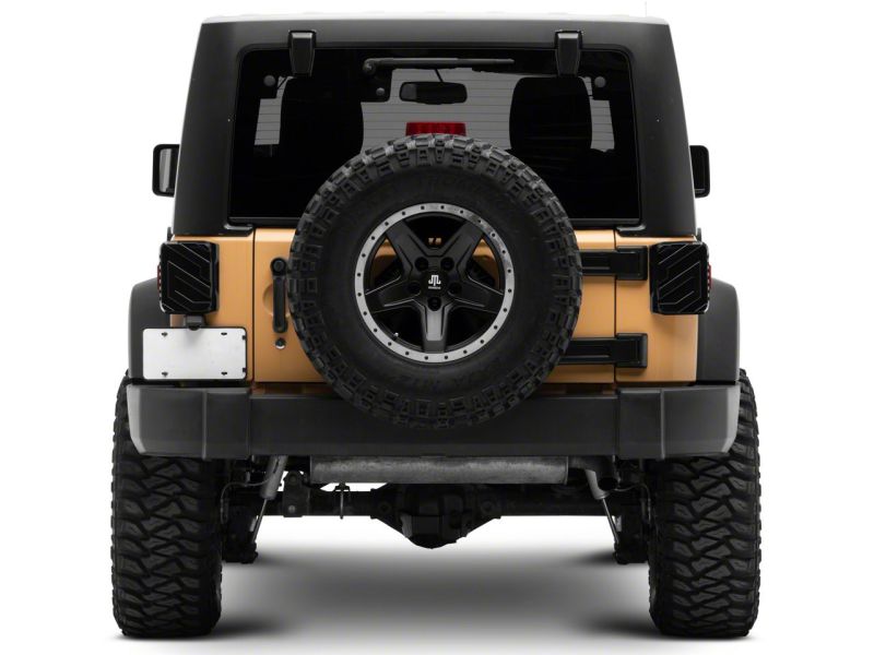 Load image into Gallery viewer, Raxiom 07-18 Jeep Wrangler JK Axial Series Trident LED Tail Lights- Blk Housing (Smoked Lens)
