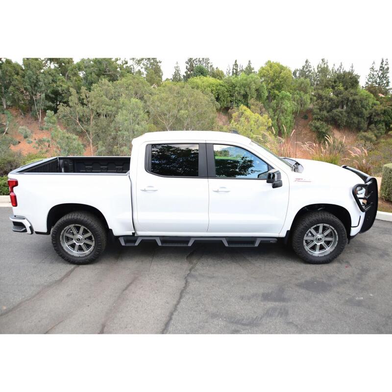 Load image into Gallery viewer, Westin 2019 Chevrolet Silverado/Sierra 1500 (5.5ft) Drop Wheel to Wheel Nerf Step Bars - Txt Black
