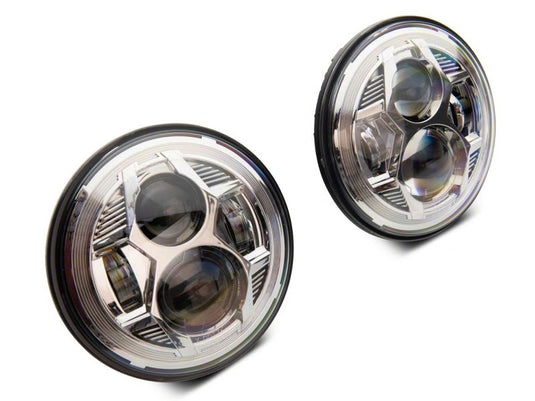 Raxiom 07-18 Jeep Wrangler JK 7-In LED Headlights- Chrome Housing (Clear Lens)