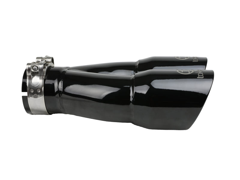 Load image into Gallery viewer, aFe Takeda 2.5in 304 Stainless Steel Clamp-on Exhaust Tip 2.5in Inlet 3in Dual Outlet - Black
