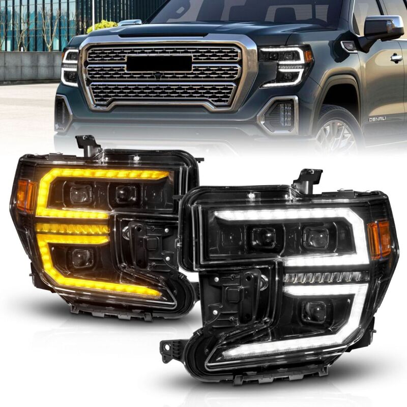 Load image into Gallery viewer, ANZO 19-21 GMC Sierra 1500 LED Projector Headlight w/Switchback+Sequential - Black
