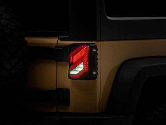 Raxiom 07-18 Jeep Wrangler JK Axial Series Trident LED Tail Lights- Blk Housing (Smoked Lens)