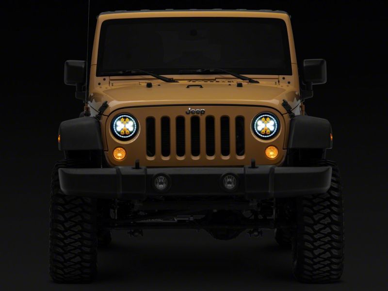 Load image into Gallery viewer, Raxiom 07-18 Jeep Wrangler JK Axial Spider LED Headlights w/Angel Eye Halo- Blk Housing (Clear Lens)
