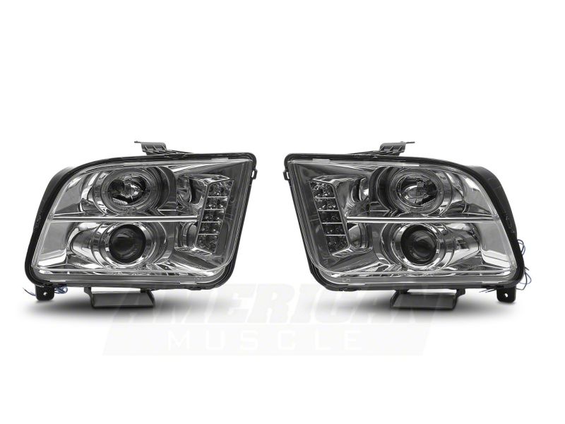 Load image into Gallery viewer, Raxiom 05-09 Ford Mustang Excluding GT500 LED Halo Projector Headlights- Chrome Housing (Clear Lens)
