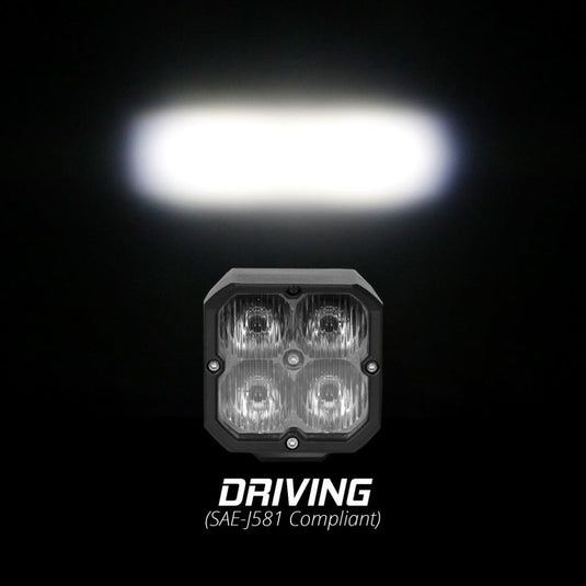 XK Glow Flush Mount XKchrome 20w LED Cube Light w/ RGB Accent Light Kit w/ Cntrlr- Driving Beam 2pc