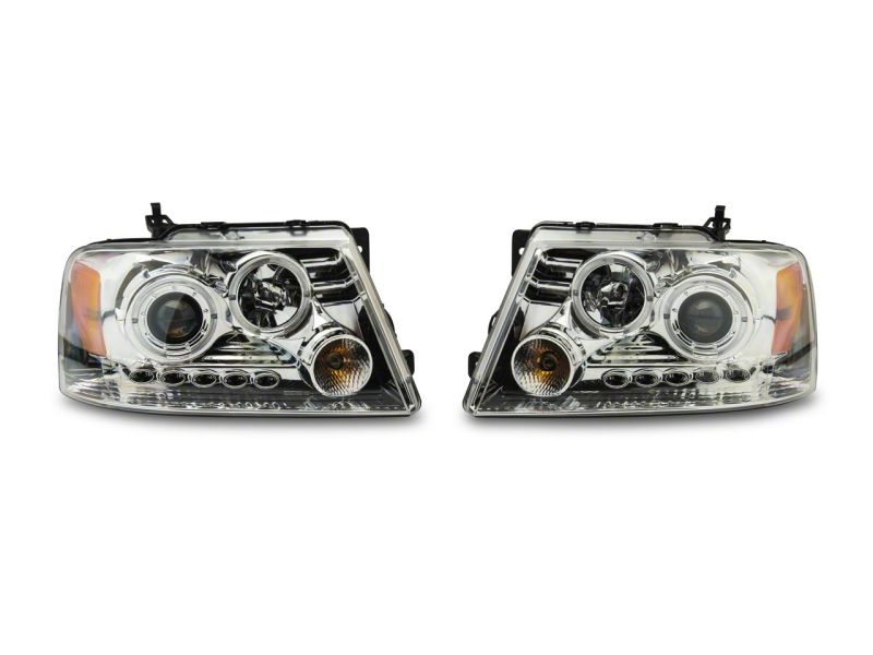 Load image into Gallery viewer, Raxiom 04-08 Ford F-150 Dual LED Halo Projector Headlights- Chrome Housing (Clear Lens)
