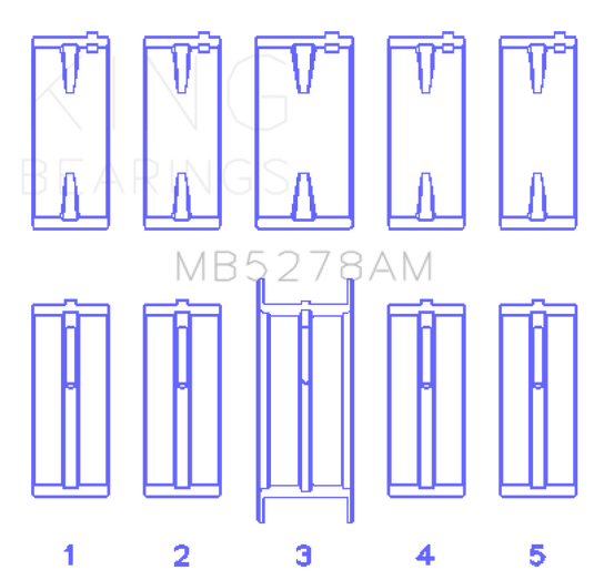 King Engine Bearings Ford 140Ci /2.3Liter/L4 (Size +0.75mm) Main Bearing Set