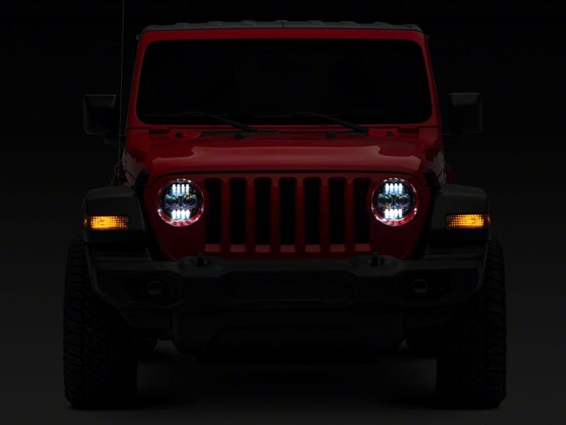 Load image into Gallery viewer, Raxiom 18-23 Jeep Wrangler JL Axial Series 9-In Angel Eye LED Headlights- Blk Housing (Clear Lens)
