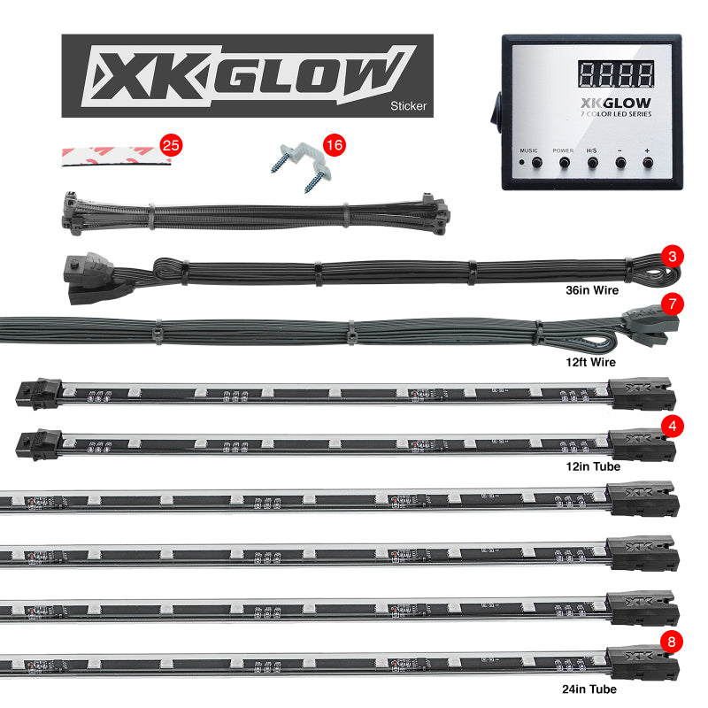 Load image into Gallery viewer, XK Glow 3 Million Color XKGLOW LED Accent Light Car/Truck Kit 8x24In + 4x12In Tubes
