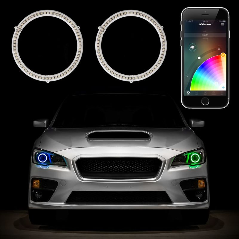 Load image into Gallery viewer, XK Glow 2x80mm - RGB Switchback Halo Million ColorXKCHROME Smartphone App Controlled Kit
