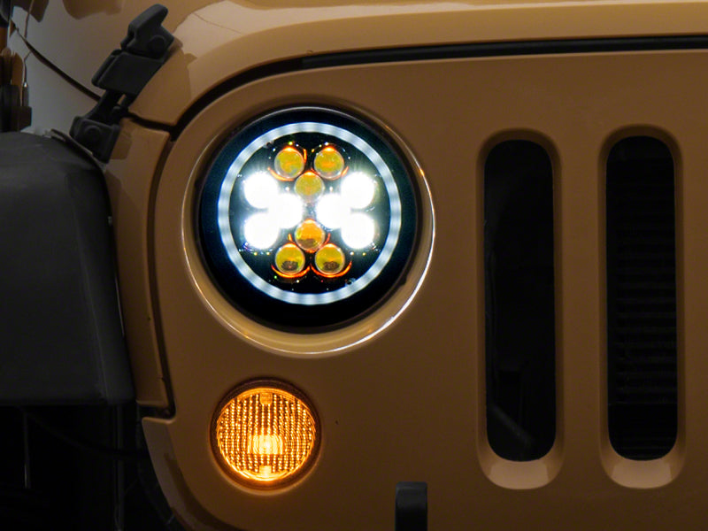 Load image into Gallery viewer, Raxiom 07-18 Jeep Wrangler JK Axial Spider LED Headlights w/Angel Eye Halo- Blk Housing (Clear Lens)
