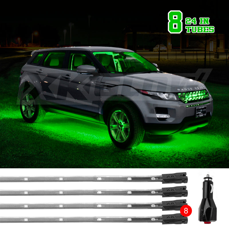 Load image into Gallery viewer, XK Glow Tube Single Color Underglow LED Accent Light Car/Truck Kit Green - 8x24In
