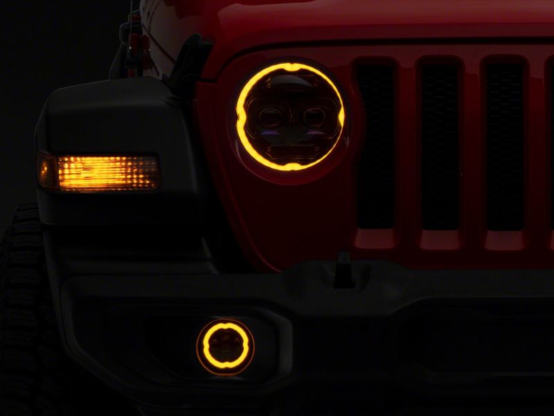 Load image into Gallery viewer, Raxiom 18-23 Jeep Wrangler JL Axial Series 9-In Angel Eye LED Headlights- Blk Housing (Clear Lens)
