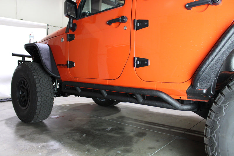 Load image into Gallery viewer, Fishbone Offroad 07-18 Jeep JK 4 Door Wrangler JK Steel Rock Sliders - Blk Textured Powdercoat
