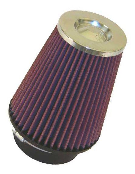 Load image into Gallery viewer, K&amp;N Universal Air Filter Chrome Round Tapered Red - 4in ID x 1.125in L x 5.5in H (Multi Lingual)
