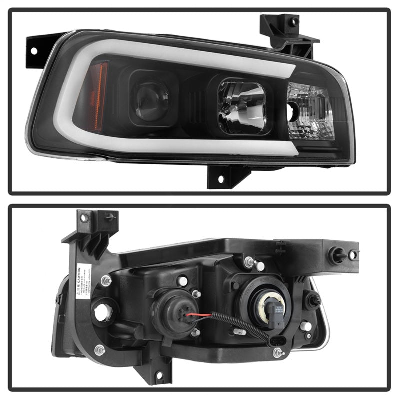 Load image into Gallery viewer, Spyder Dodge Charger 06-10 Projector Headlights - LED Light Bar - Black PRO-YD-DCH05V2-LB-BK
