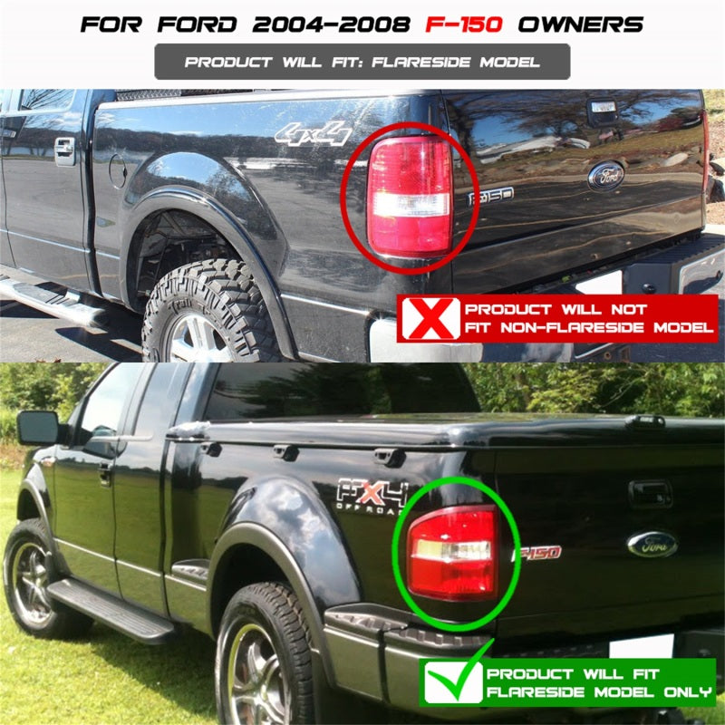 Load image into Gallery viewer, Spyder Ford F150 Flareside 04-08 Euro Style Tail Lights Black ALT-YD-FF15004FS-BK
