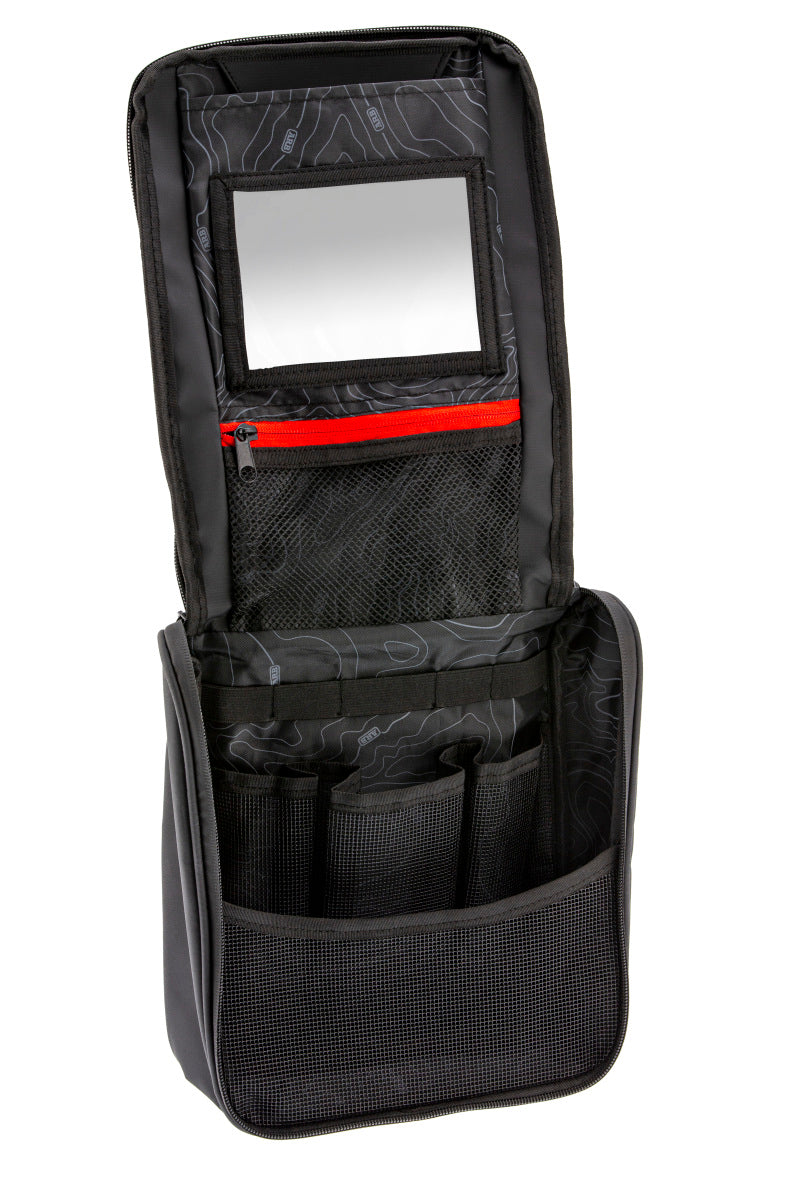 Load image into Gallery viewer, ARB Toiletries Bag Charcoal Finish w/ Red Highlights PVC Outer Shell Mesh Pockets Mirror
