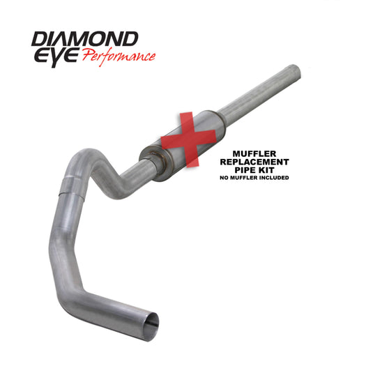 Diamond Eye KIT 4in Catback MFLR RPLCMENT PIPE Single AL: 2004.5-2007.5 DODGE CUMMINS 600