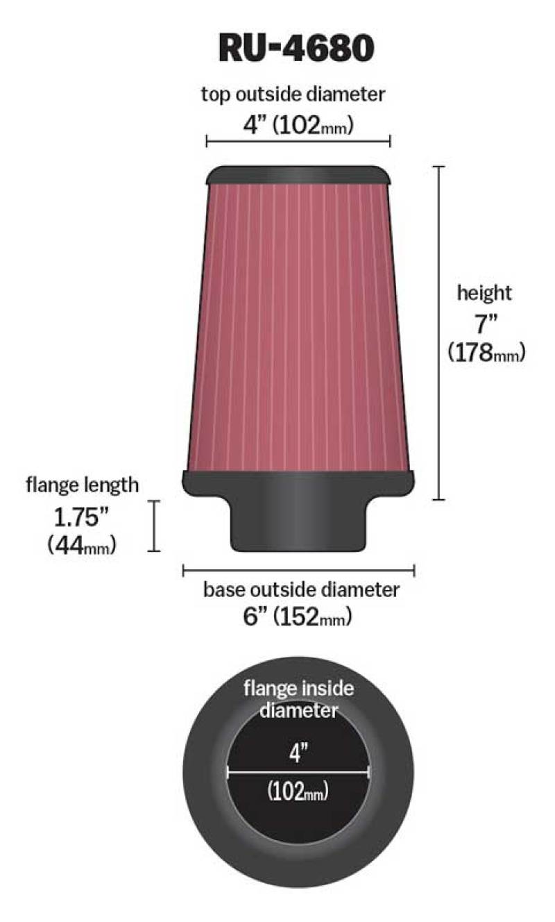 Load image into Gallery viewer, K&amp;N Universal Clamp-On Air Filter 4in FLG / 6in B / 4in T / 7in H
