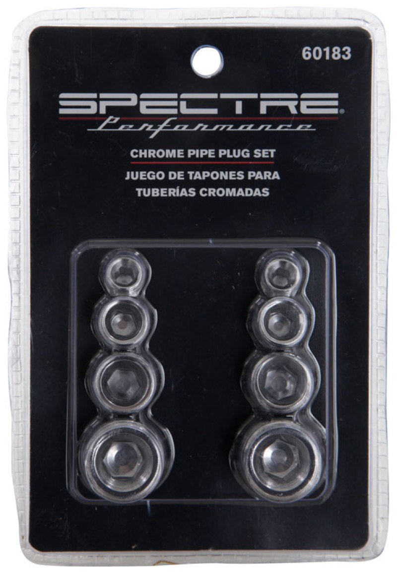 Load image into Gallery viewer, Spectre Pipe Plug Kit - Includes (2) 1/8in. / (2) 1/4in. / (2) 3/8in. / (2) 1/2in. Plugs - Chrome
