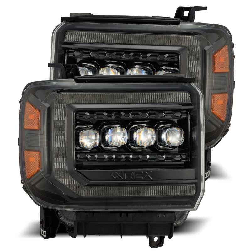 Load image into Gallery viewer, AlphaRex 14-18 GMC Sierra NOVA LED Proj Headlights Plnk Style Alpha Blk w/Activ Light/Seq Signal/DRL
