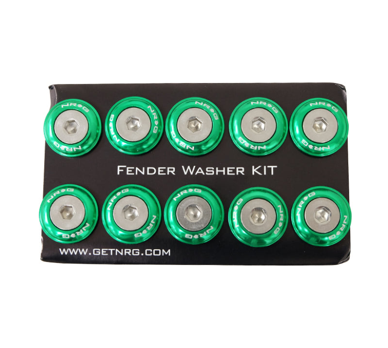 Load image into Gallery viewer, NRG Fender Washer Kit w/Rivets For Plastic (Green) - Set of 10
