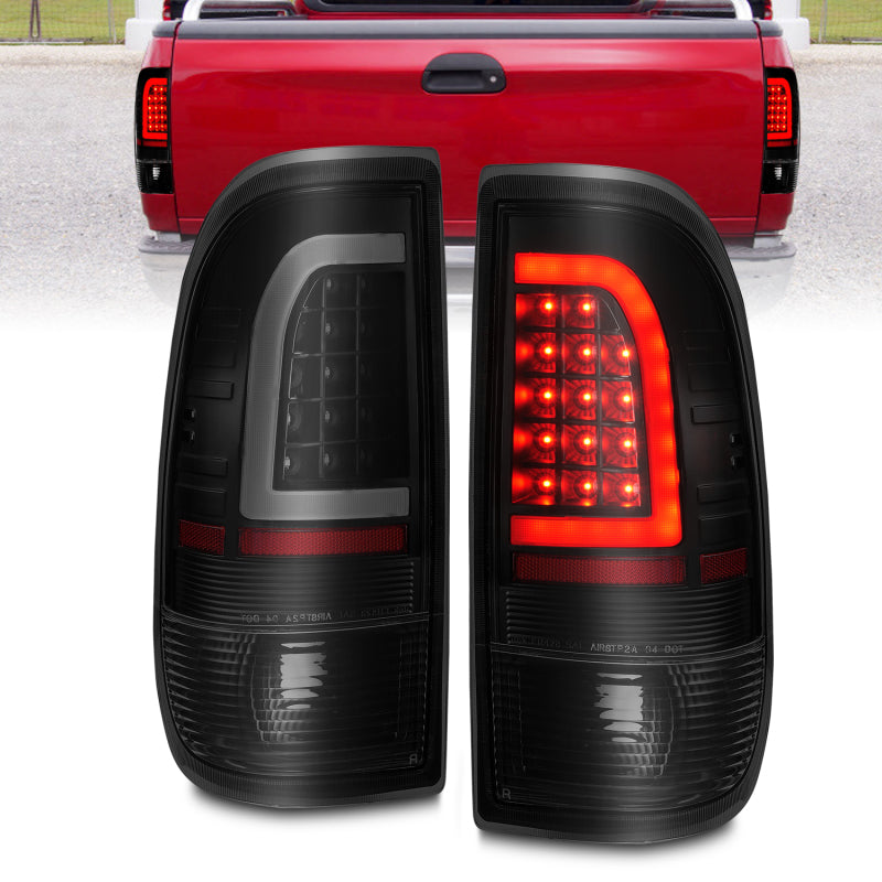 Load image into Gallery viewer, ANZO 1997-2003 Ford F-150 LED Tail Lights w/ Light Bar Black Housing Smoke Lens
