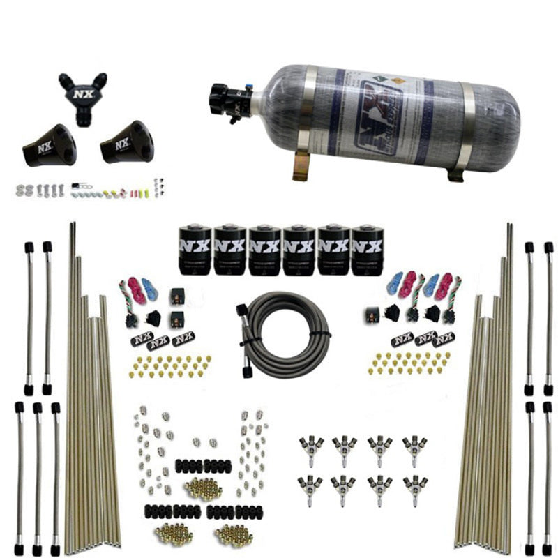 Load image into Gallery viewer, Nitrous Express 8 Cyl Triple-D Dry Direct Port 3 Stage Dry 6 Solenoids Nitrous Kit w/12lb Bottle
