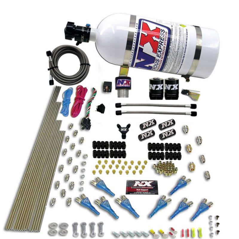 Load image into Gallery viewer, Nitrous Express Pro-Shk/Gas (200-600HP) 2 Fuel 1 Supershark Solenoid Nitrous Kit w/10lb Bottle
