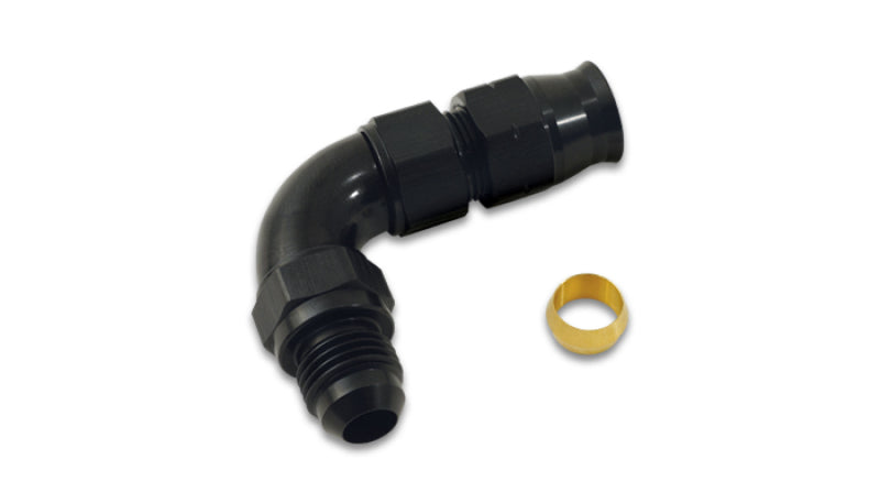 Load image into Gallery viewer, Vibrant 90 Degree 5/16in Tube to Male -6AN Flare Adapter w/ Olive Inserts
