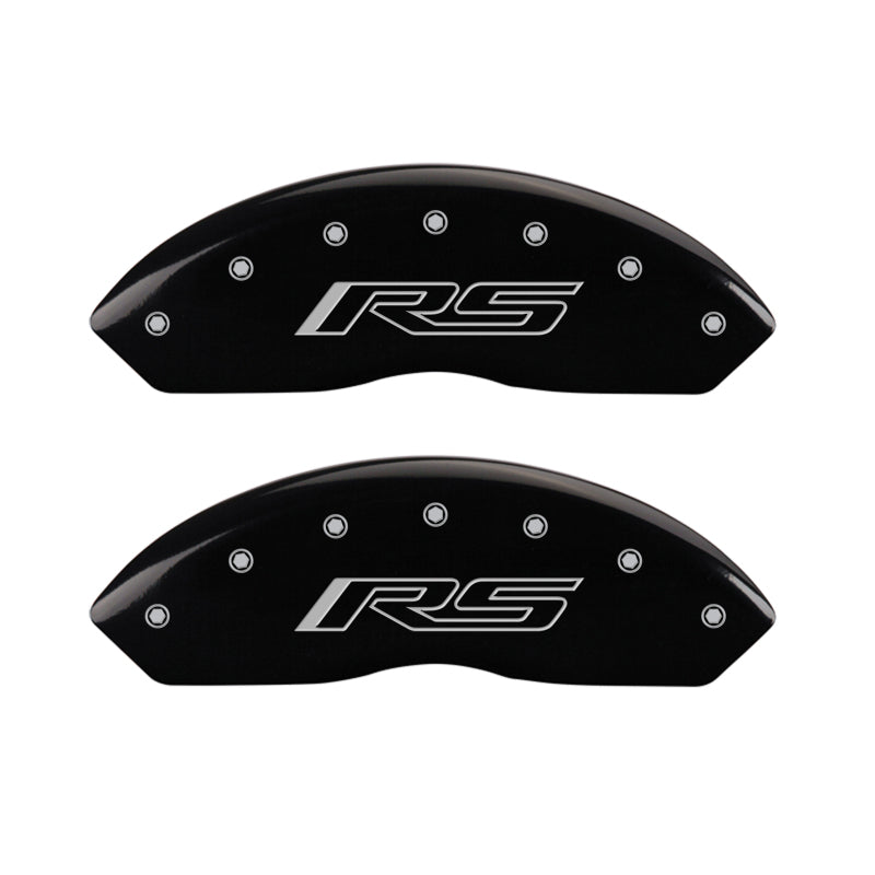 Load image into Gallery viewer, MGP 4 Caliper Covers Engraved Front &amp; Rear Gen 5/RS Black finish silver ch
