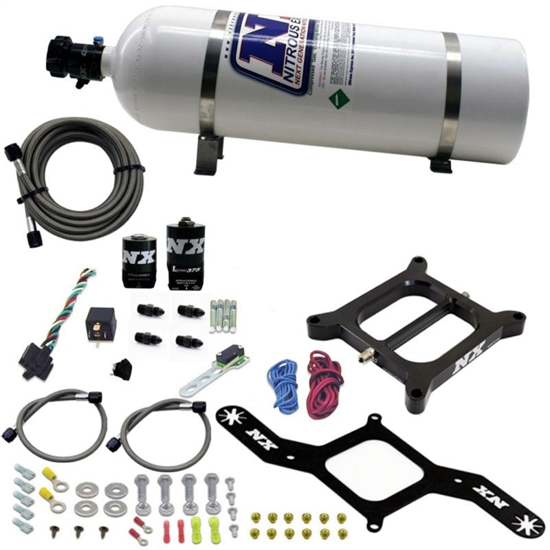 Load image into Gallery viewer, Nitrous Express 4150 RNC Conventional Nitrous Plate Kit w/.375in Solenoid w/15lb Bottle
