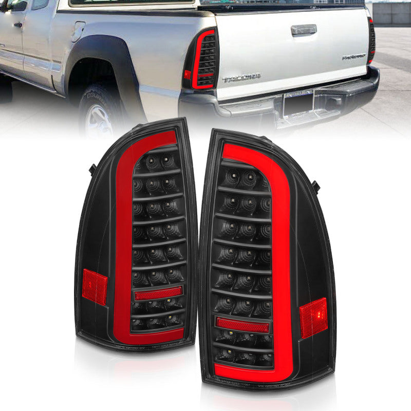 Load image into Gallery viewer, ANZO 05-15 Toyota Tacoma Full LED Tail Lights w/Light Bar Sequential Black Housing Clear Lens
