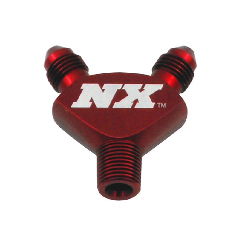 Load image into Gallery viewer, Nitrous Express 1/8NPT x 3AN x 3AN Billet Pure-Flo Y Fitting - Red
