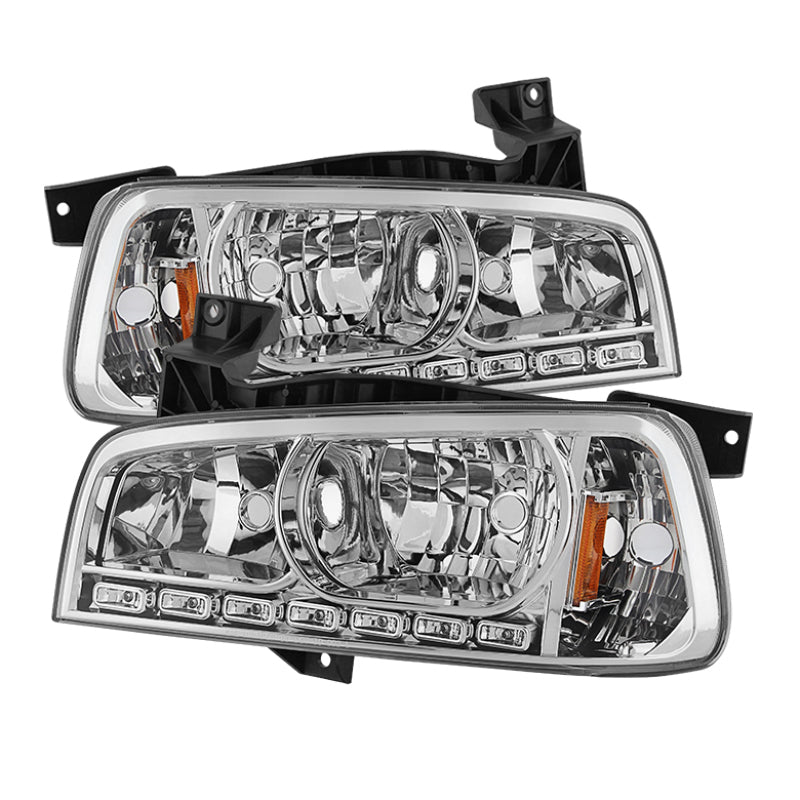 Load image into Gallery viewer, Xtune Dodge Charger 06-10 1Pc LED Crystal Headlights Chrome HD-ON-DCH05-1PC-LED-C
