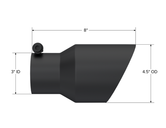 MBRP Universal Tip 4.5in OD 3in Inlet 8in Length Dual Walled Angled Exhaust Tip - Black