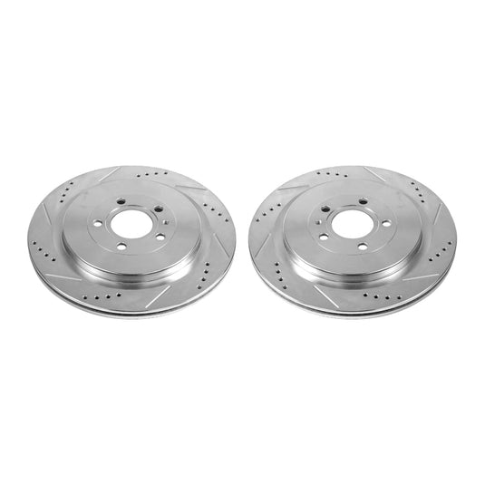 Power Stop 13-14 Ford Mustang Rear Evolution Drilled & Slotted Rotors - Pair
