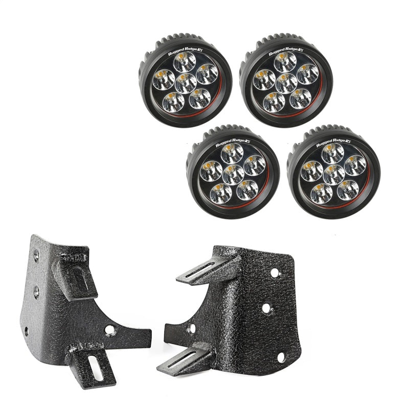 Load image into Gallery viewer, Rugged Ridge 97-06 Jeep Wrangler TJ/LJ 3.5in Round Dual A-Pillar LED Kit
