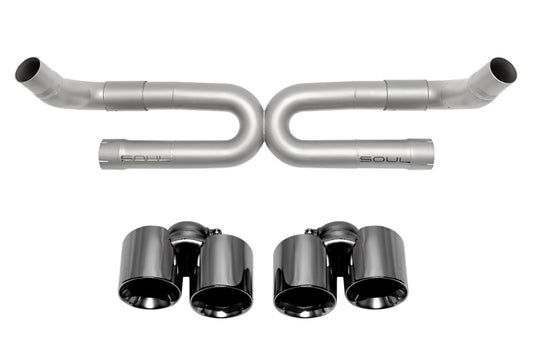 SOUL 17-19 Porsche 991.2 Carrera (non-PSE) Perf. Exhaust w/o Drone Tubes - S Mod. - Blk Chrome Tips